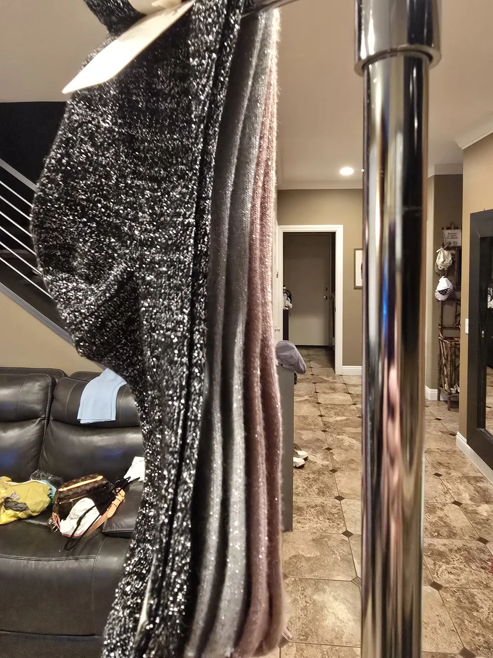 Free People Black, Silver And Pink Shimmer Knit Socks